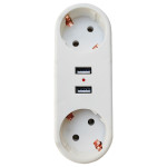 Мережевий розгалужувач B2-1U (2розетки+2USB), 16A, 250В  