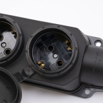 Розетка чотиримісна з захисними кришками з/к, S-02DW4, 4х2P+PE, 16А, 250В, IP44